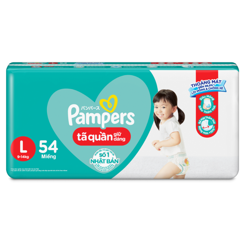 Tã quần Pampers Jumbo size L 54 miếng (cho bé 9 - 14kg)