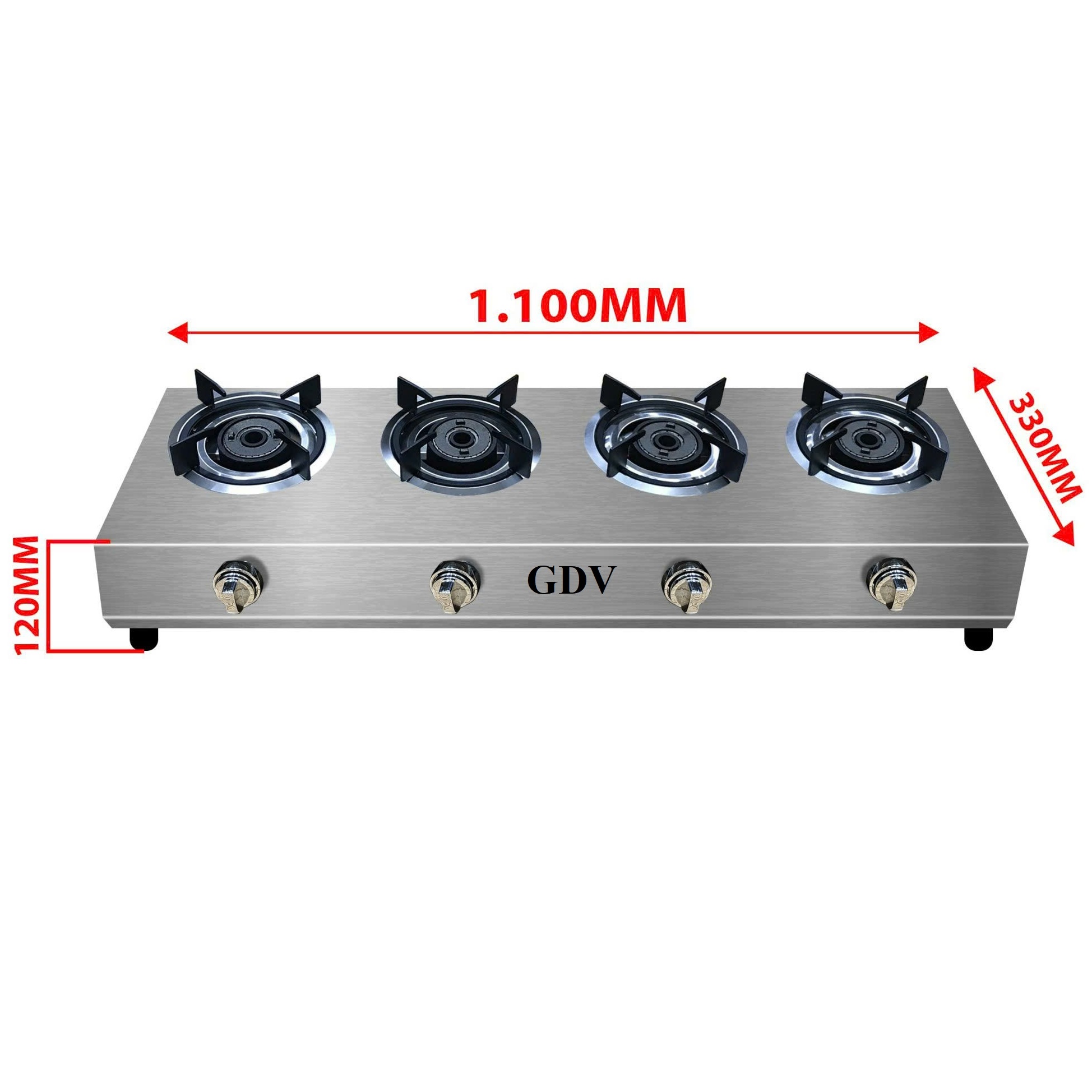 Bếp Gas Khè Bán Công Nghiệp Inox GDV 4 Lò Đốt Chuyên Mỳ Cay, Bánh Xèo - Hàng Chính Hãng