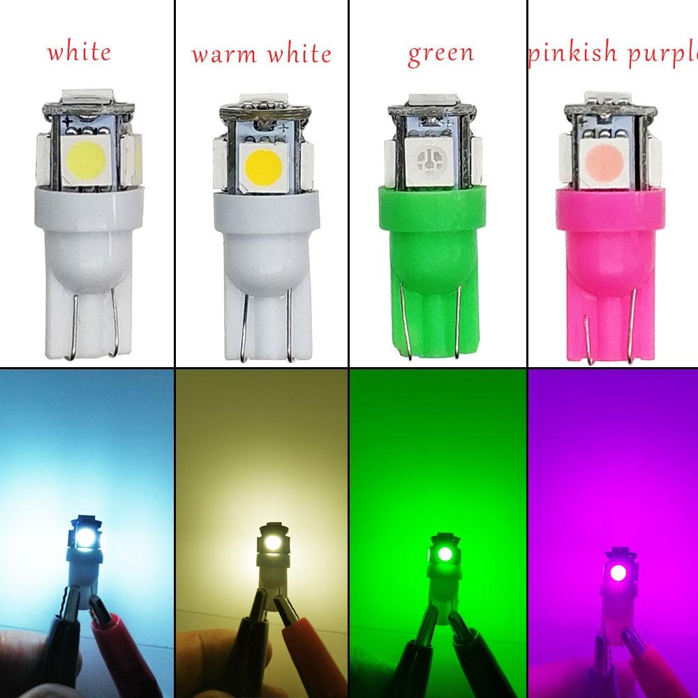 NEW 1PC T10 LED W5W 5050 5SMD Led Car Interior Light License Plate Bulb Turn Lamps 5w5 t10 White Red Yellow Green Pink Blue 12V