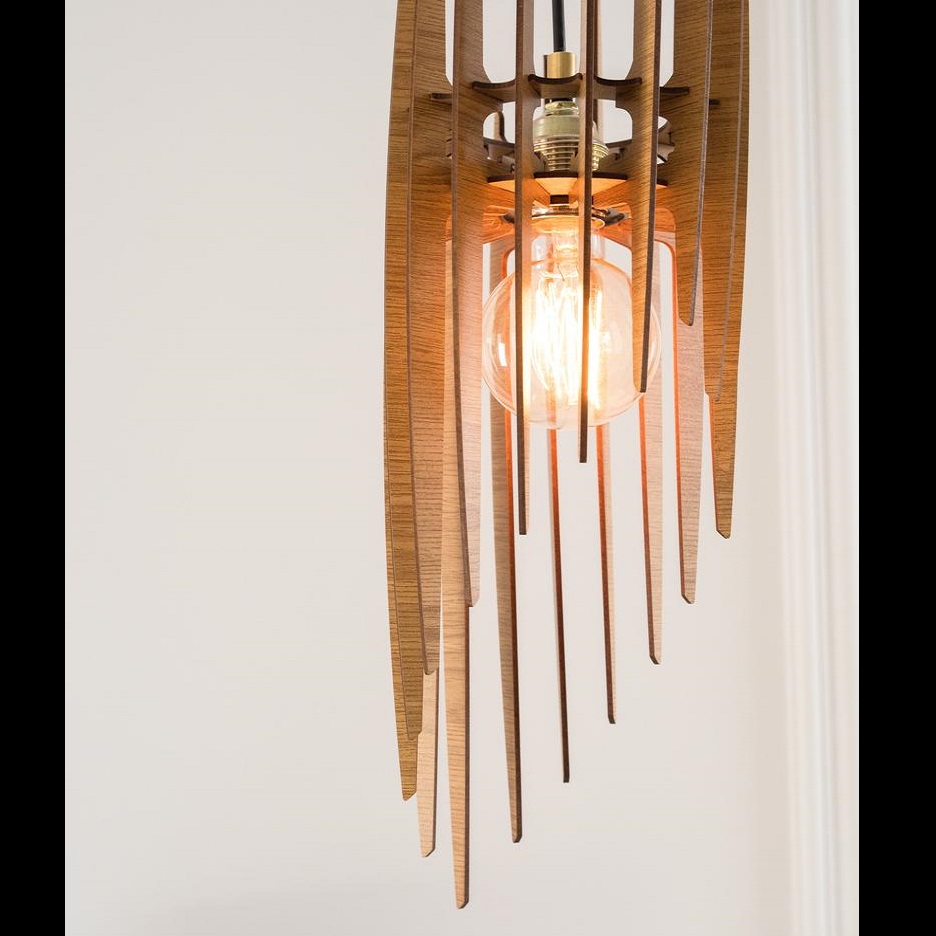 Đèn gỗ thả trần CAO CẤP hiện đại sang trọng 18x63cm chất liệu gỗ trang trí cho phòng khách nhà căn hộ decor nhà quán cafe