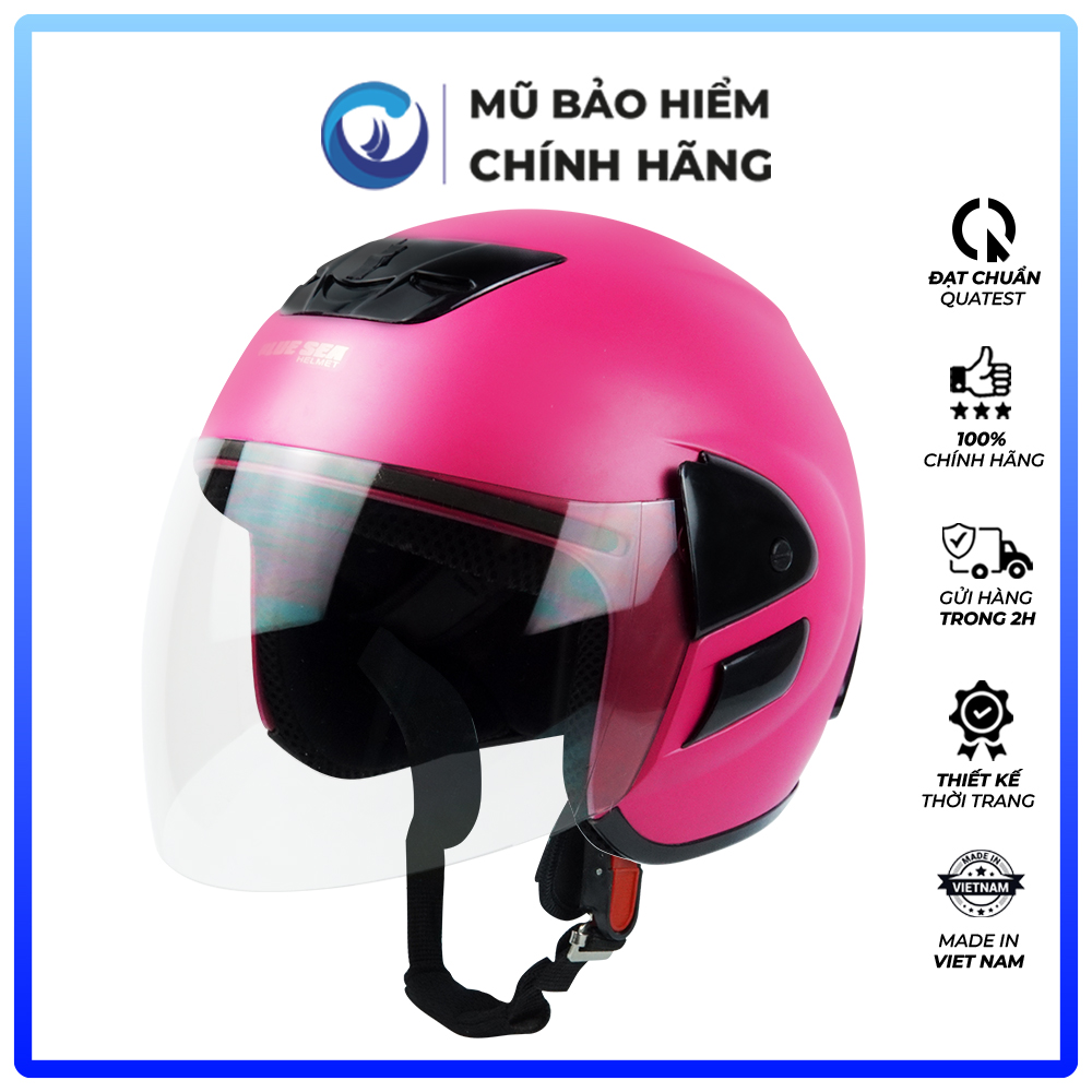 Mũ Bảo Hiểm 3/4 Đầu - Blue Sea BL34A102  - Sơn Nhám- Có Kính Dài - Hàng chính hãng