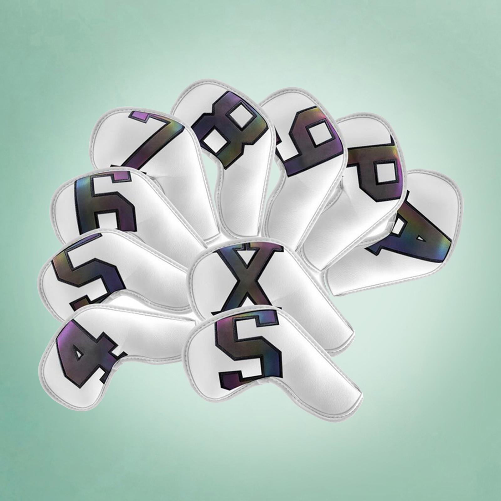 10Pcs Golf Iron Headcover PU Leather Club Covers Wedges Protect Sleeves