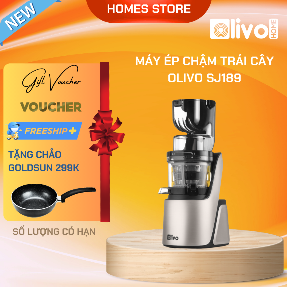 Máy Ép Chậm OLIVO SJ189 Thương Hiệu Mỹ Vỏ Hợp Kim Cao Cấp, Trái Cây Ép Kiệt 98% Dung Tích 0.6 Lít Công Suất 400W - Hàng Chính Hãng