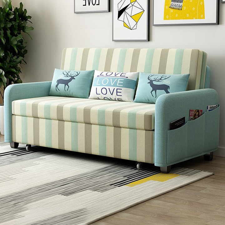 Giường SOFA Gấp Gọn Thành Ghế Kèm 3 Gối Siêu Đẹp Và Ngăn Chứa Đồ Bằng Khung Sắt Cacbon Chịu Lực Đa Năng Kích Thước: 192*158*80CM - Xám