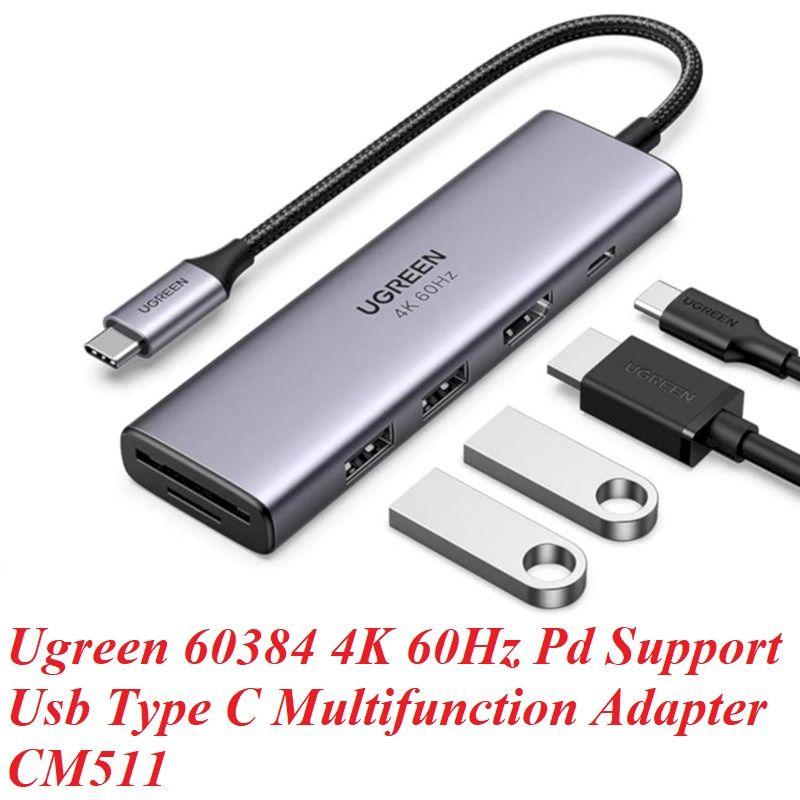 Ugreen UG60384CM511TK 4K 60Hz Bộ chuyển Type C Sang HDMI + USB 3.0*2 + SD/TF + PD - HÀNG CHÍNH HÃNG