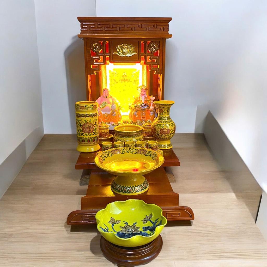 Set ban thần tài gấm vàng RỒNG VIỆT, bộ thờ thần tài đầy đủ cho gia chủ mệnh thổ, kim
