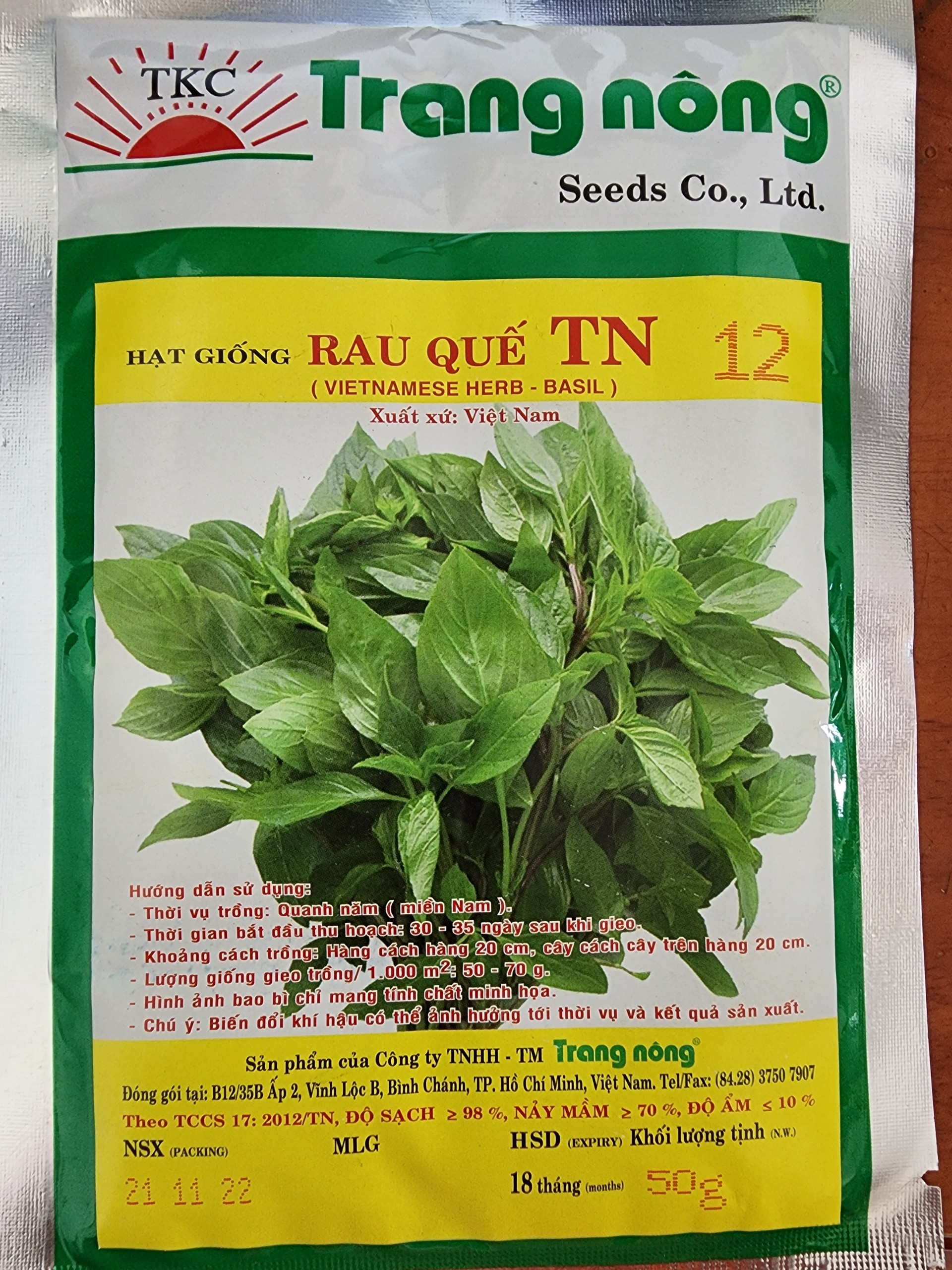 Hạt Giống Rau Quế TN 12