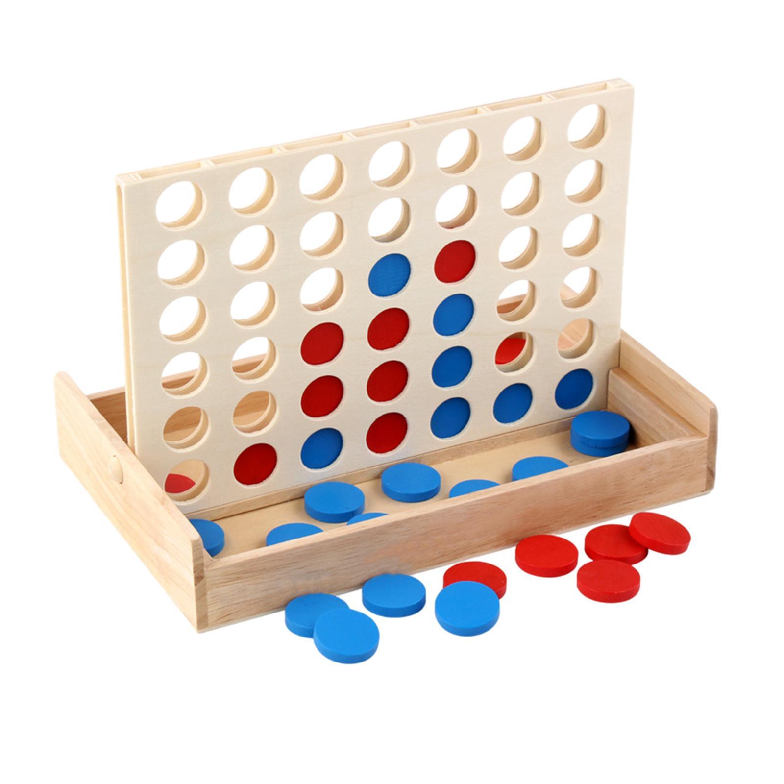 Kids Wooden 4 in Wooden Board Game Fun Block Board Early Learning Toys