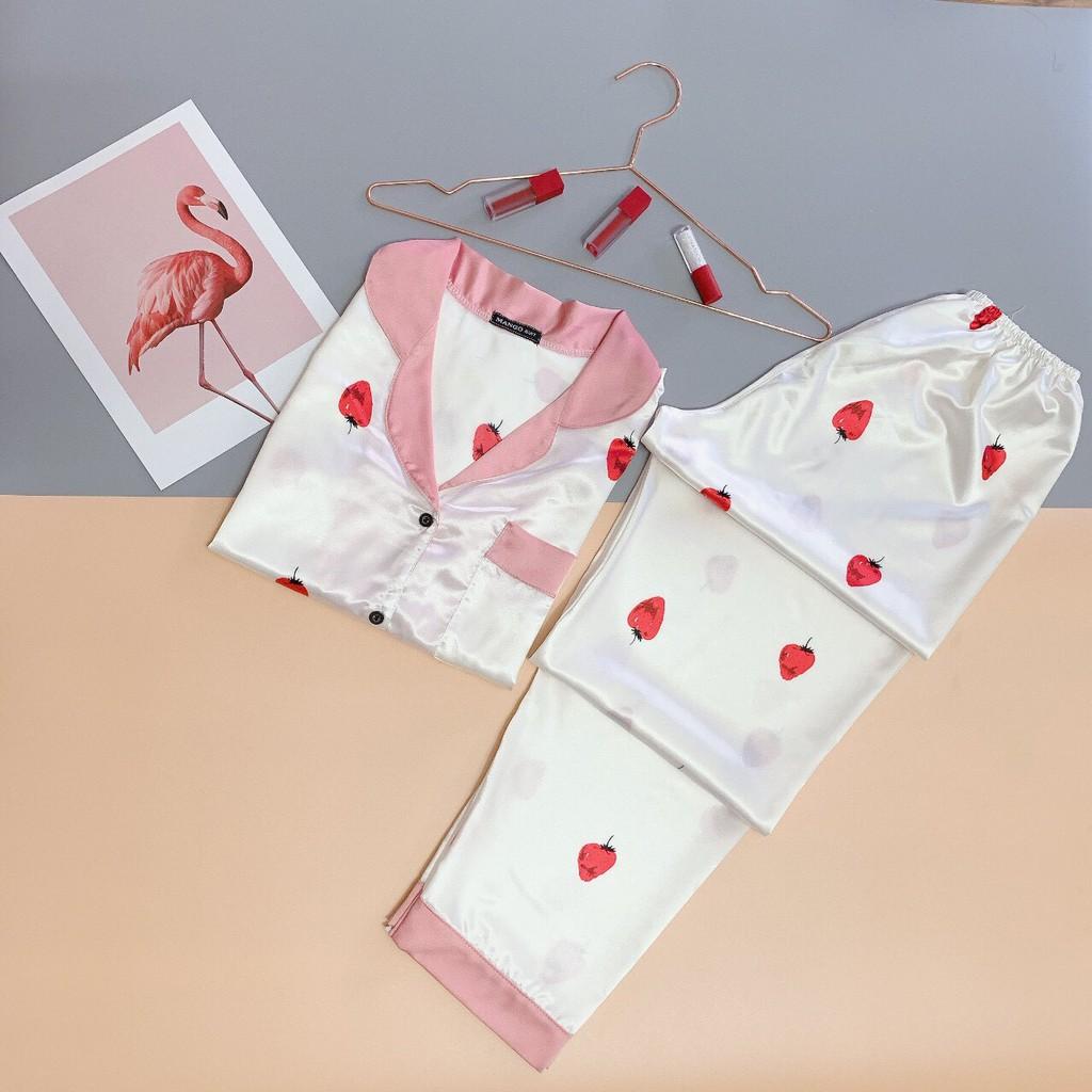 Set bộ pizama satin lụa trái tim