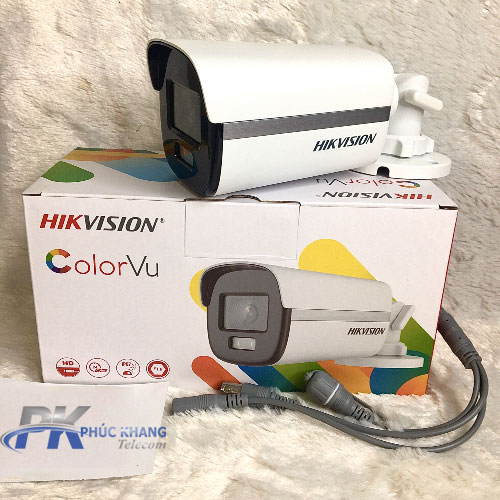 Camera 2MP Hikvision TVI/AHD/CVI/CVBS DS-2CE12DF0T-F  COLORVU - CÓ MÀU 24/24 Hỗ trợ đèn trợ sáng 40m - Hàng Chính Hãng