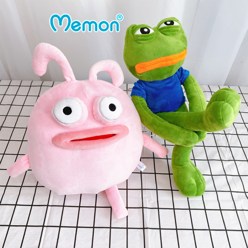 Gấu Bông Ếch Pepe, Thỏ Môi Dày Biểu Cảm Meme Hài Hước Cao Cấp Memon