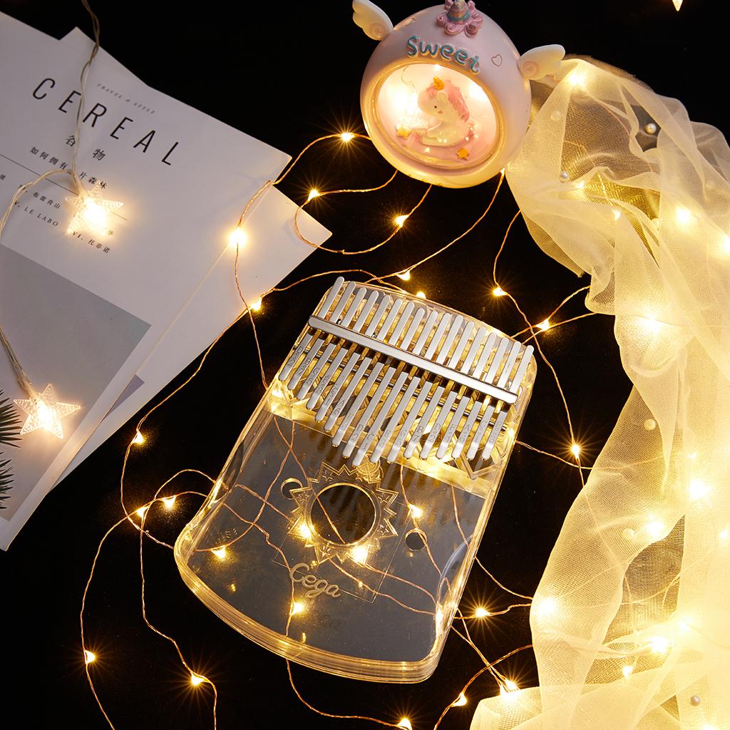 17-Key Crystal Kalimba Finger Thumb Piano Mbira Soft Handle Clear w/ Sticker