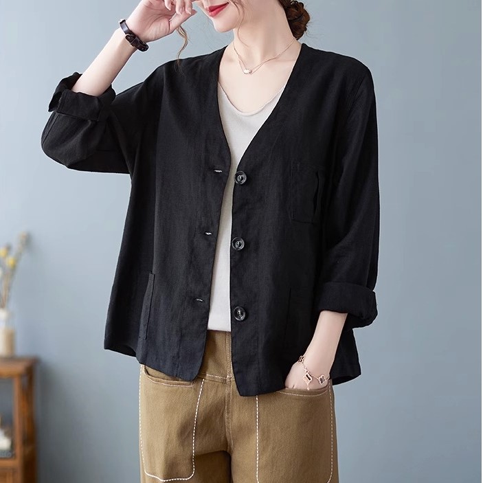 Áo Blazer Vest Nữ Khoác Ngoài Dài Tay Màu Đen, Chất Đũi Mềm Kiểu Dáng Trẻ Trung, Công Sở Đũi Việt