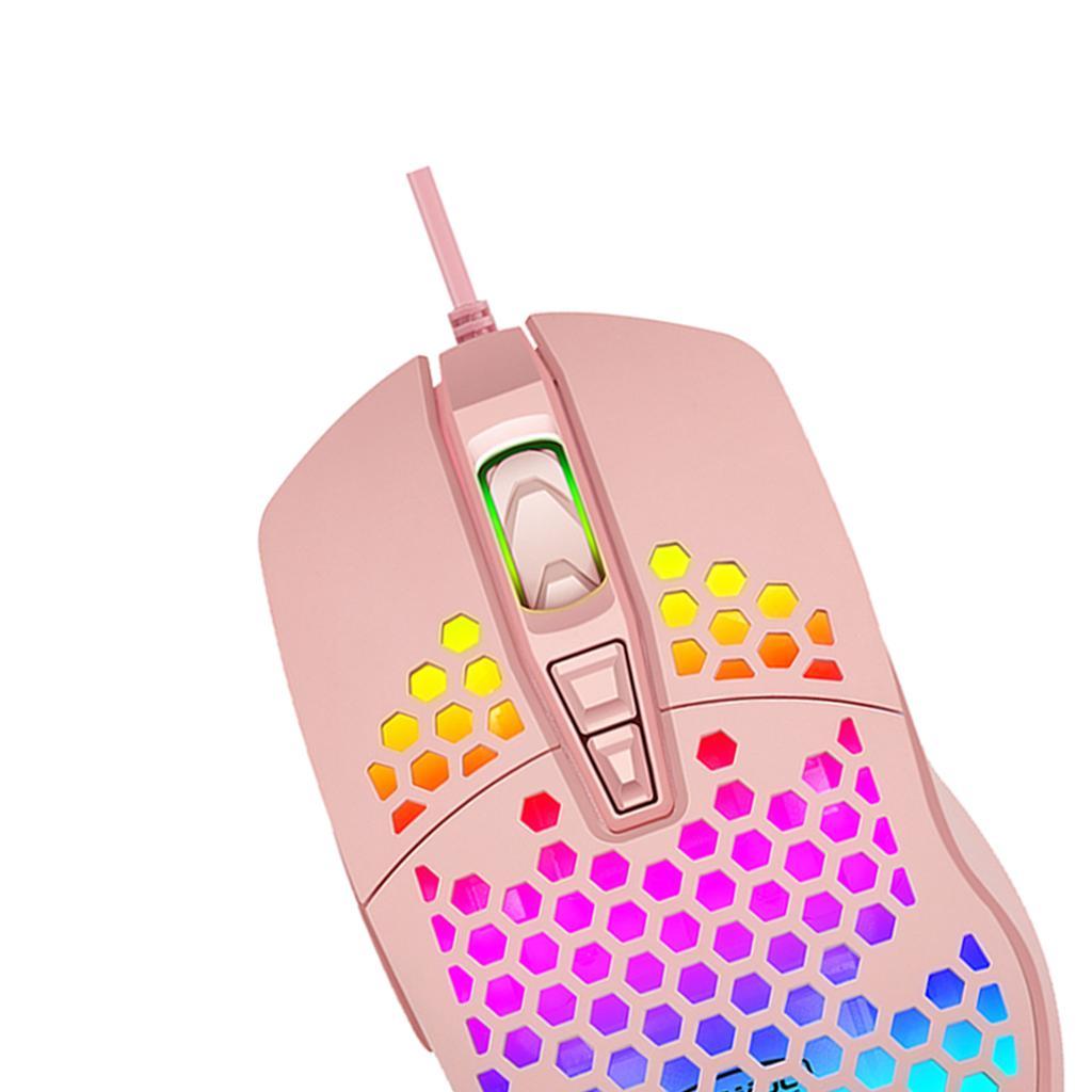RGB Backlit USB Gaming Mouse 7 Buttons 1600DPI With Honeycomb Shell