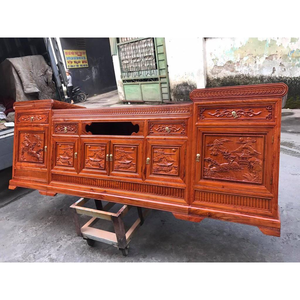 Kệ tivi mõ lõm gỗ hương đá