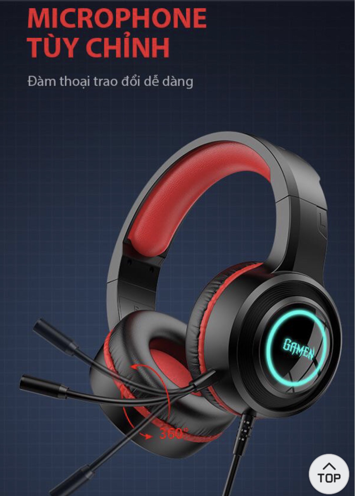 Tai nghe máy tính chụp tai gaming GAMEN, Headphone Over-ear kiểu dáng gamming GH100 màu đen - Hàng chính hãng bảo hành 12 tháng