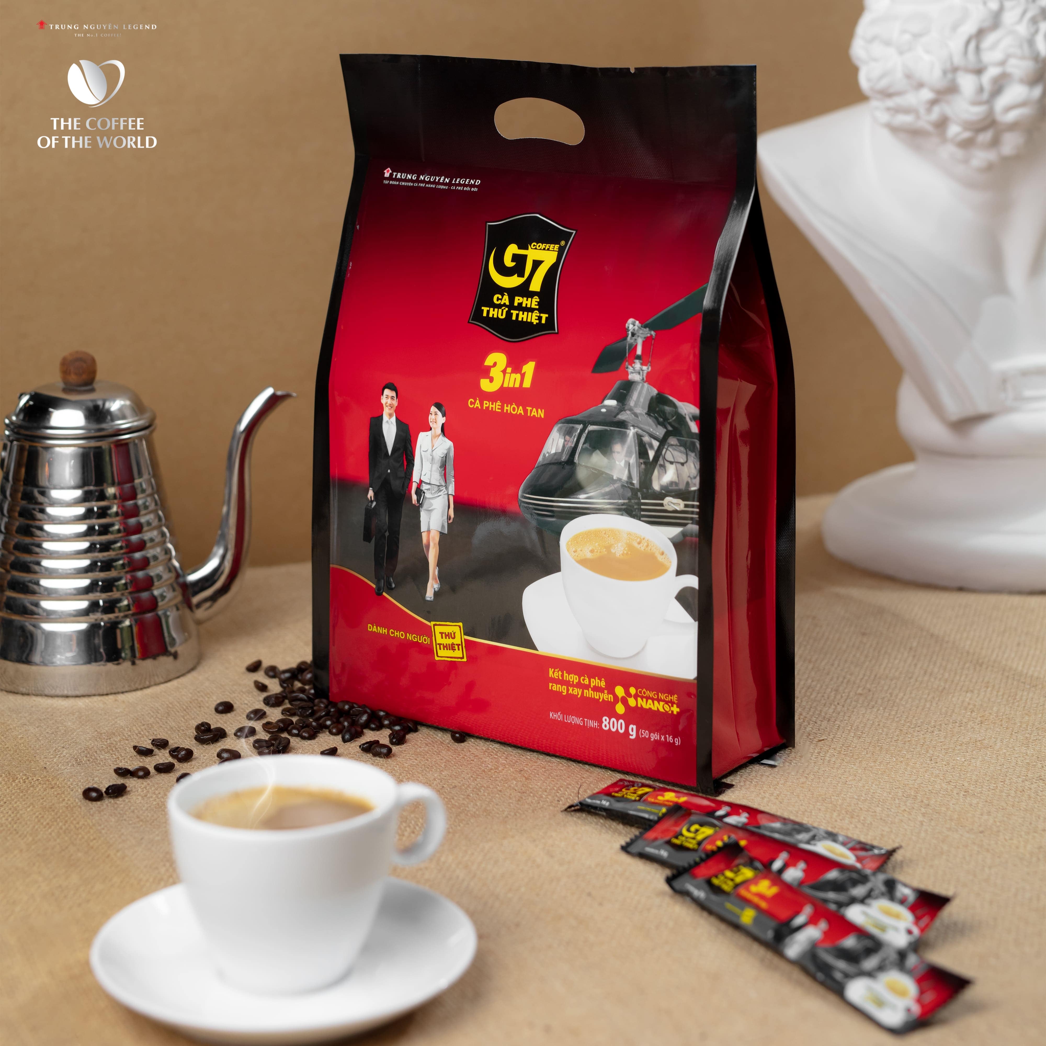 Trung Nguyên Legend - Cà phê hòa tan G7 3in1 - Bịch 50 sticks x 16gr (gói dài)