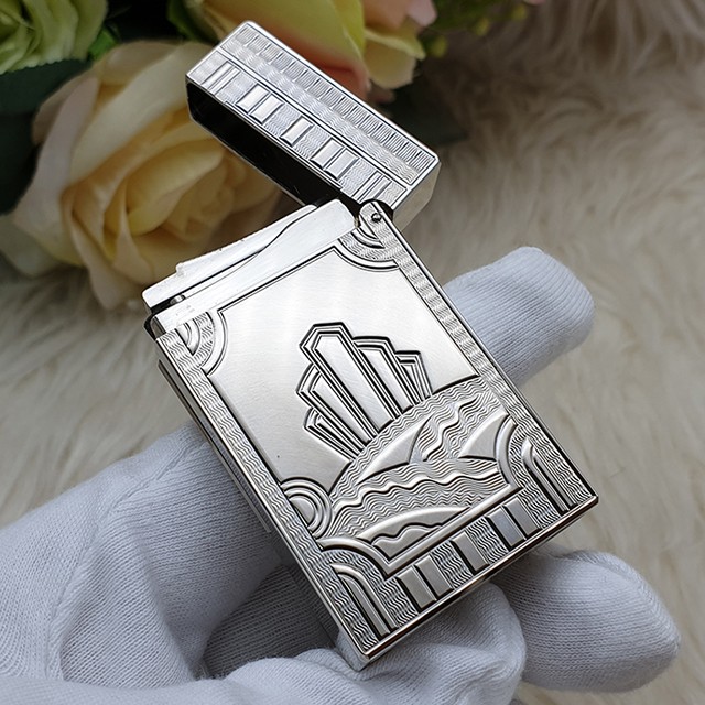 Vỏ Hột Quẹt Bật Lửa Upon Khắc Chìm 3D Dòng Sông Seine D87T Màu Bạc - Dùng Gas Đá Cao Cấp