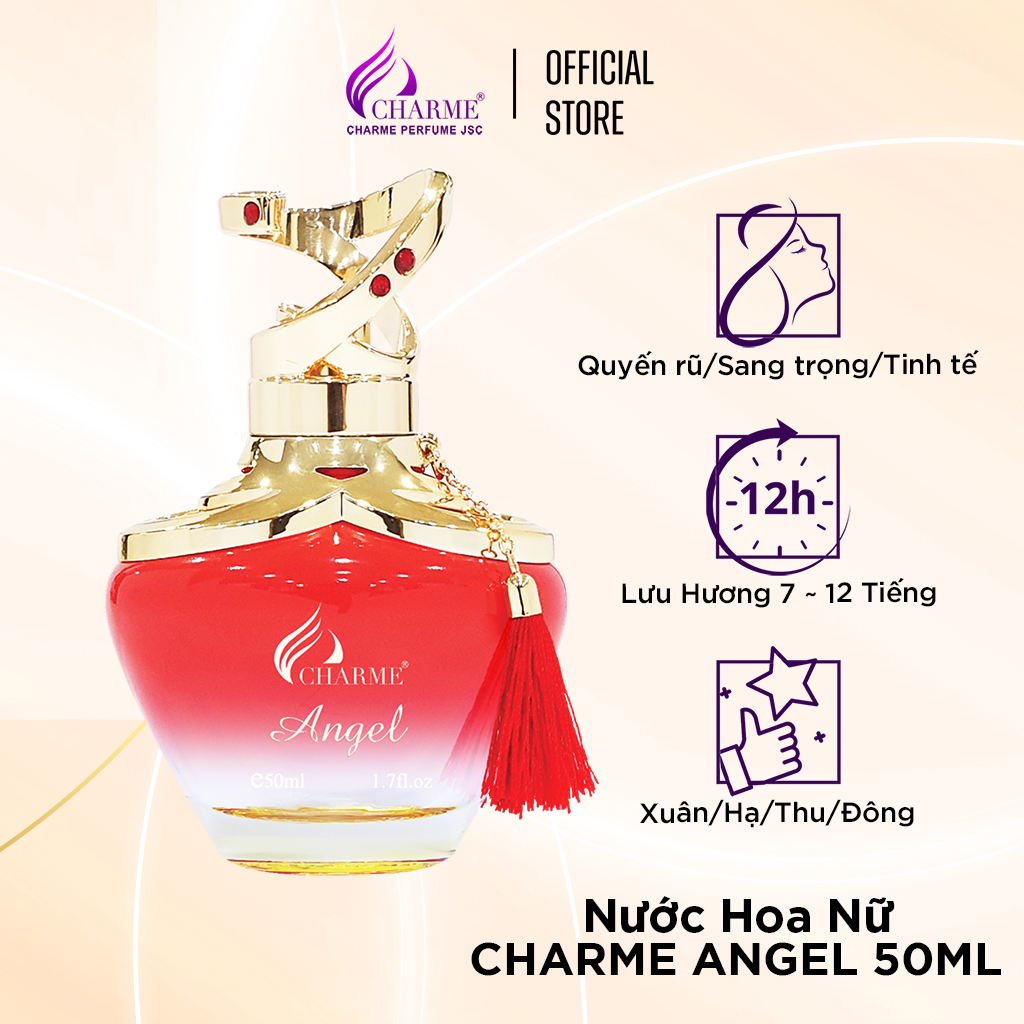 Nước hoa nữ thơm lâu, Charme Angel, hương phấn, quyến rũ, cho chàng thêm say mê, không thể chối từ, 50ml