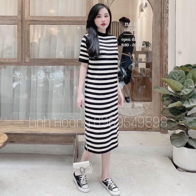 Váy len cổ tròn dài quảng châu nhiều màu