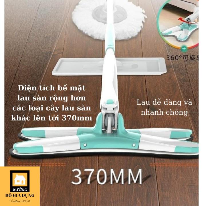 Cây lau sàn nhà chữ X thông minh [HÀNG LOẠI 1] đầu xoay 360* tiện ích có bông lau sợi microfiber mềm mịn thấm hút, vắt khô dễ dàng