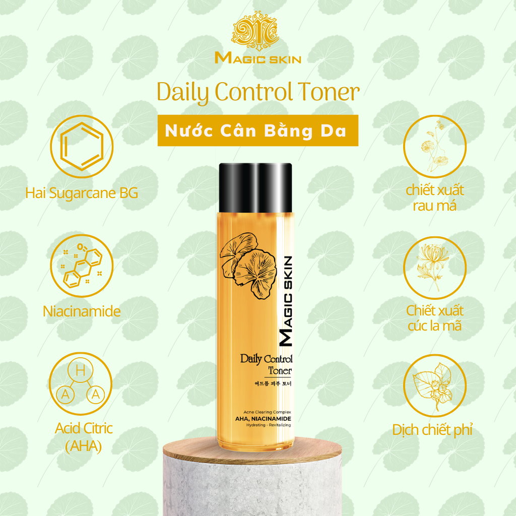 Nước Cân Bằng Da Magic Skin – Daily Control Toner – Chiết Xuất Từ Rau Má Lên Men Shindari 200ml