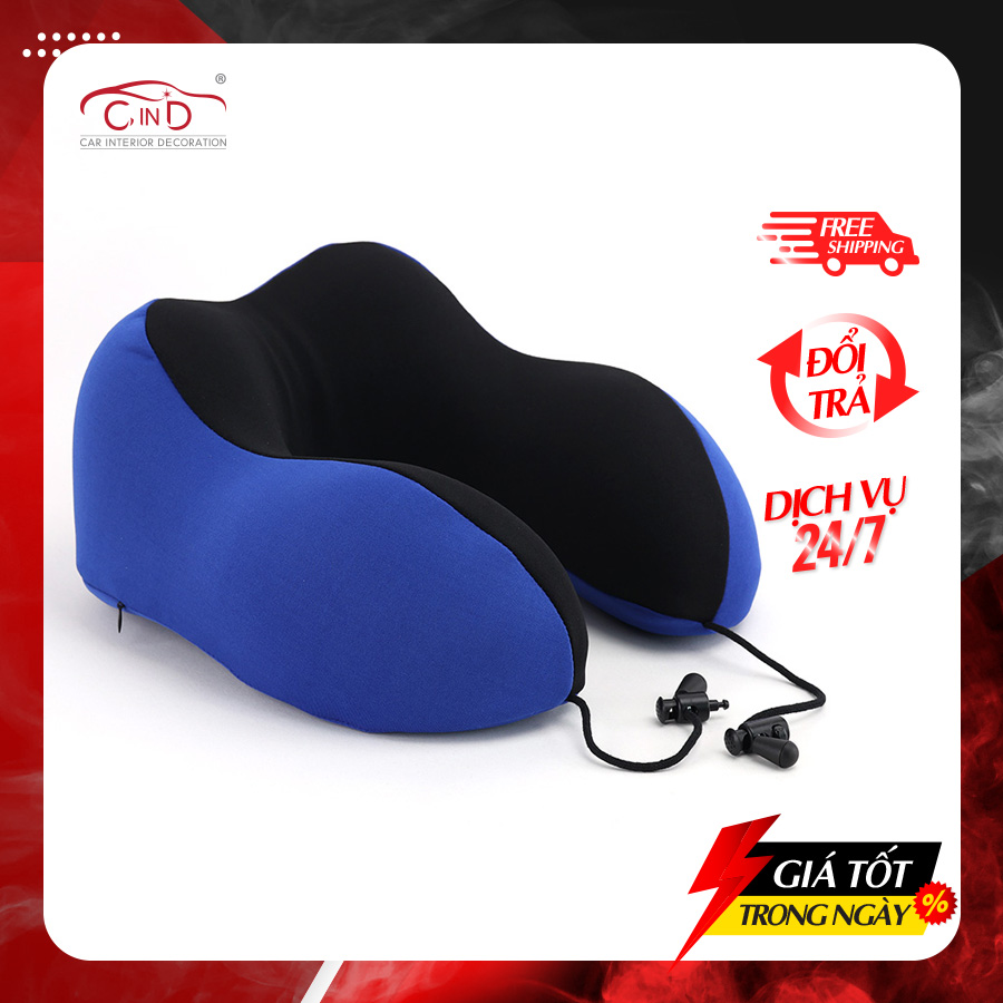 [Tặng Túi Canvas] Gối Cổ Chữ U Cao Su Non Định Hình Đa Năng Massage Xoay 2 Chiều Hồng Ngoại Tích Điện CIND Chống Đau Mỏi Vai Gáy, Tựa Cổ Đi Máy Bay, Ô Tô, Du Lịch, Văn Phòng