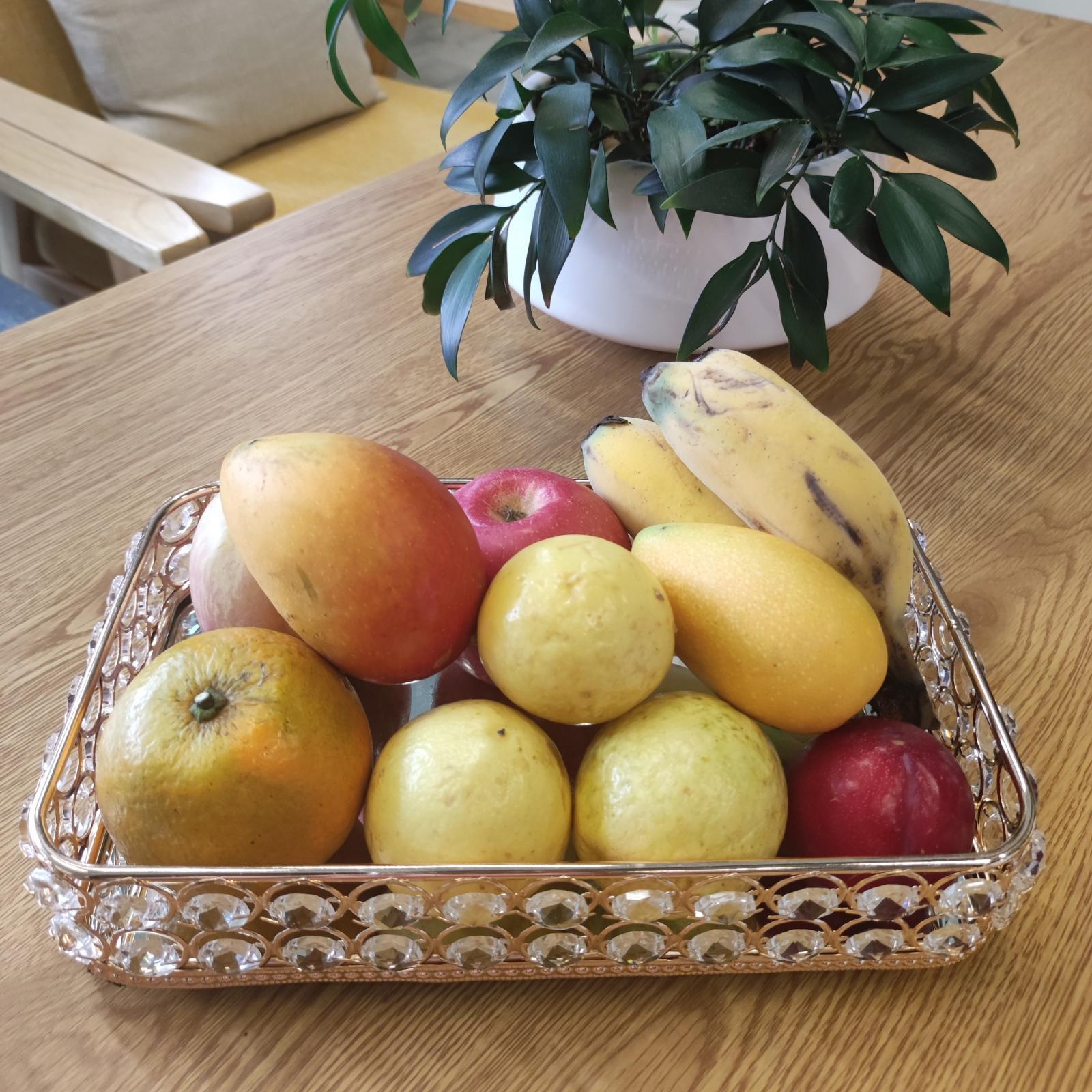 Mirrored Crystal Cosmetic Makeup Tray Jewelry Trinket Tray Organizer Home Bathroom Decor for Cosmetic Perfume Bottle Makeup Storage Organizer