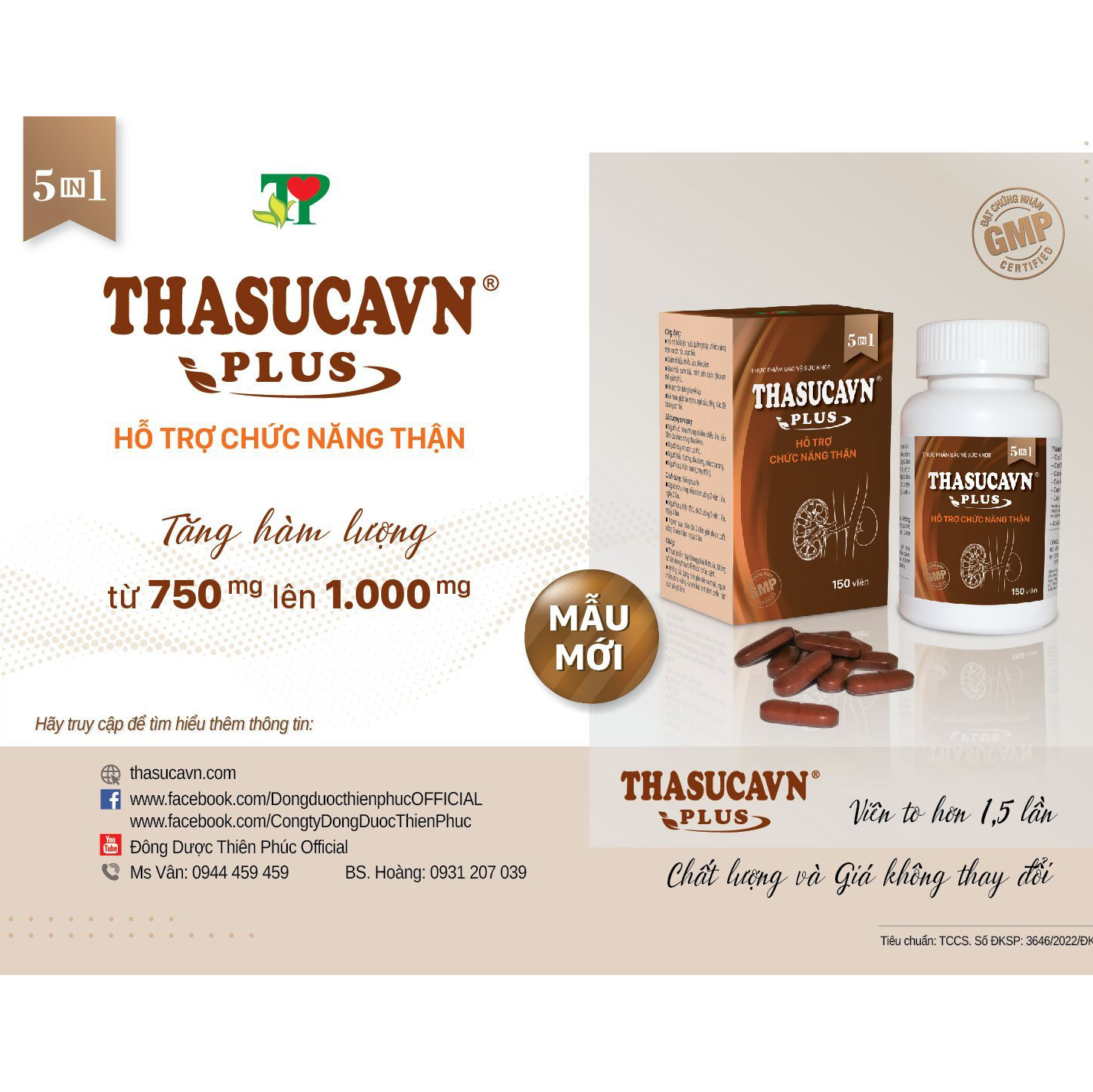 THASUCAVN - PHỤC HỒI CHỨC NĂNG THẬN (Hộp 150 viên)