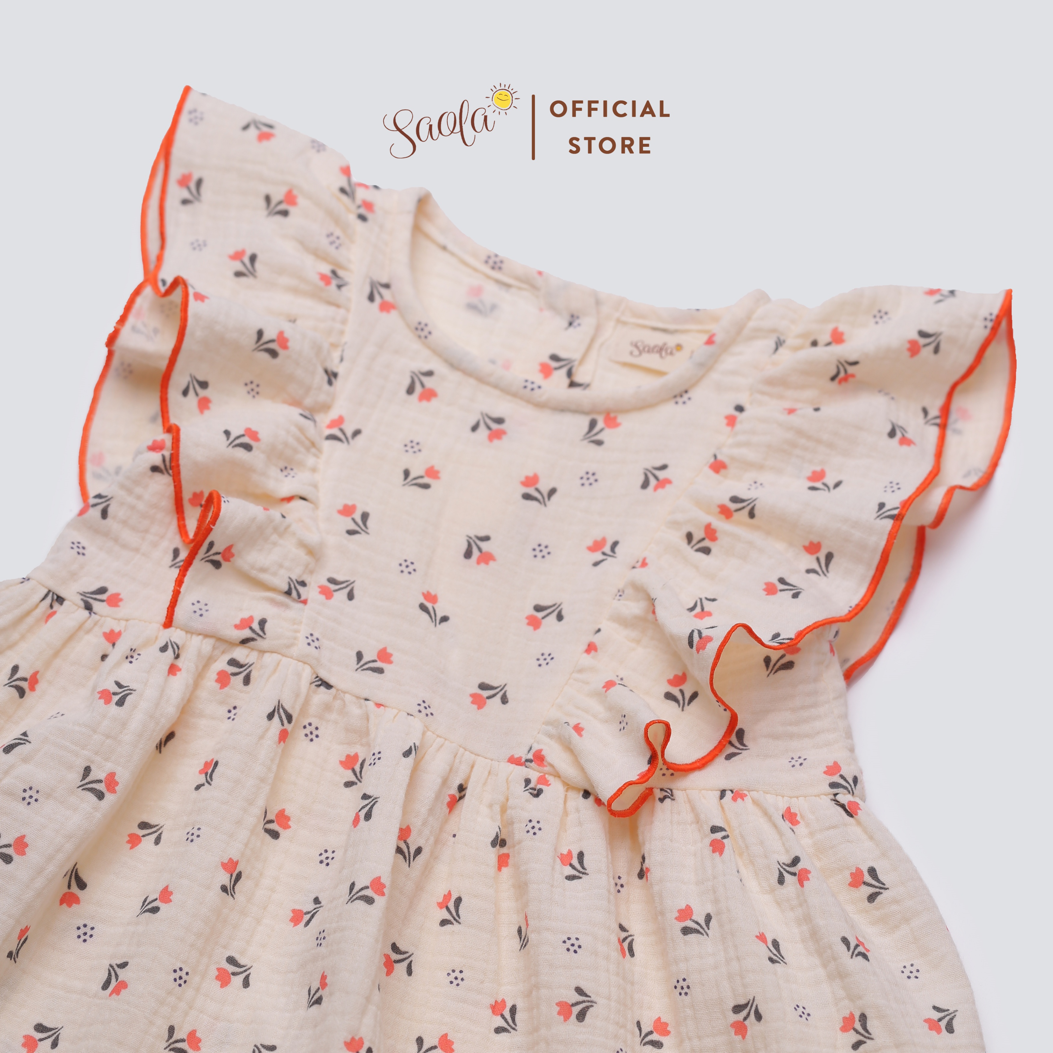 Váy Bé Gái Cổ Tròn Ráp Bèo Xinh Xắn Cho Bé Gái  - ANTONELLA DRESS - DRM037 - SAOLA KIDS CLOTHING