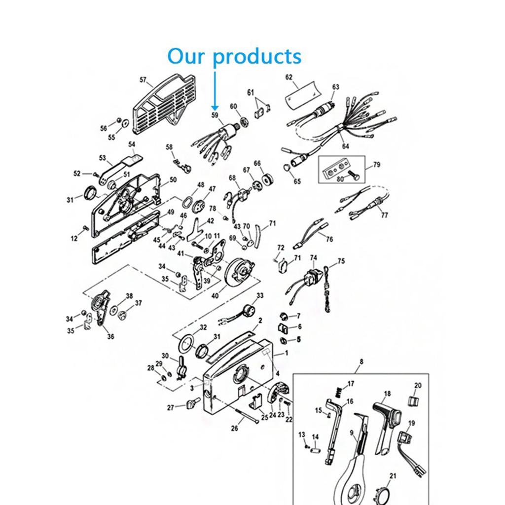 Boat Ignition Switch with 2 Keys for  Mariner MP51090 MP41070-2