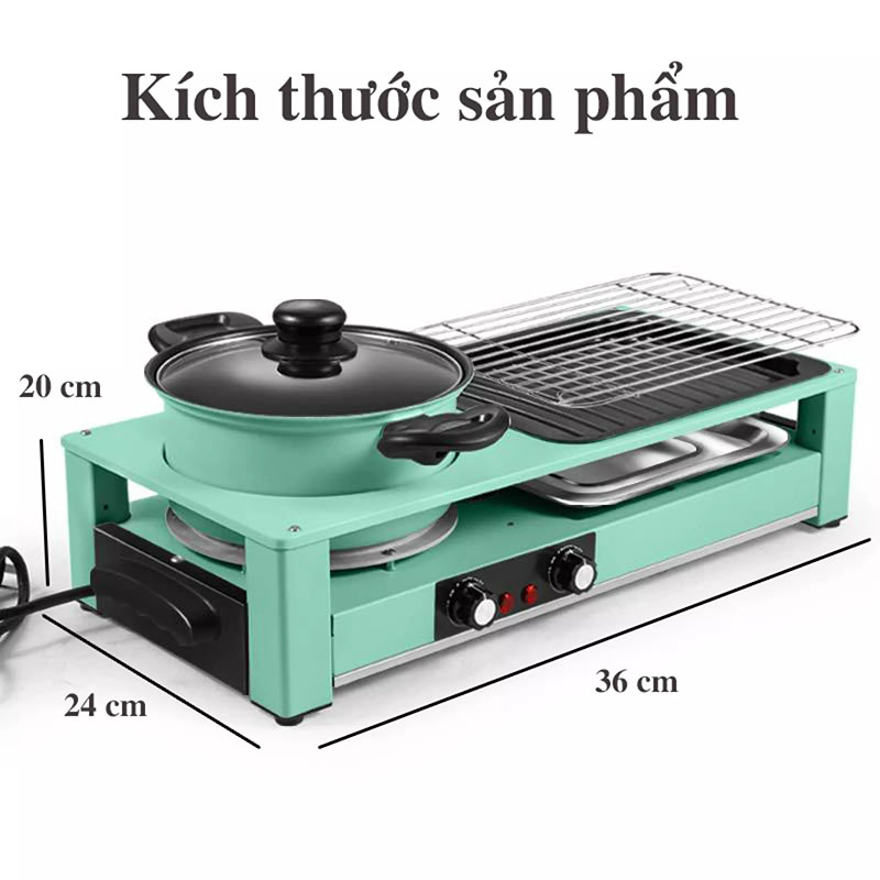 Bếp lẩu nướng đa năng 2 trong 1 chế độ điều khiển nhiệt độc lập có thể nướng như bếp than hoa
