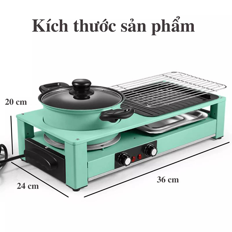 Bếp Lẩu Nướng Điện Kèm Nồi Lẩu Và Vỉ Nướng Điều Khiển Nhiệt Độc Lập