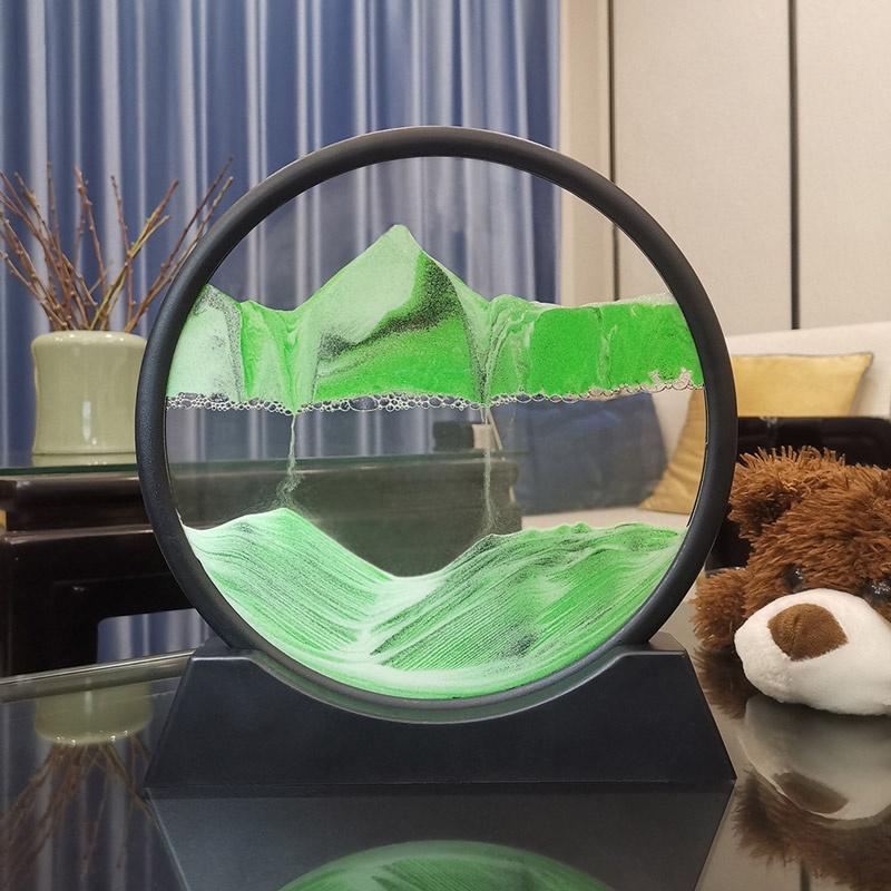 Tranh Cát Chảy 3D - Tròn, tranh thủy tinh nghệ thuật trang trí để bàn, quà tặng decor