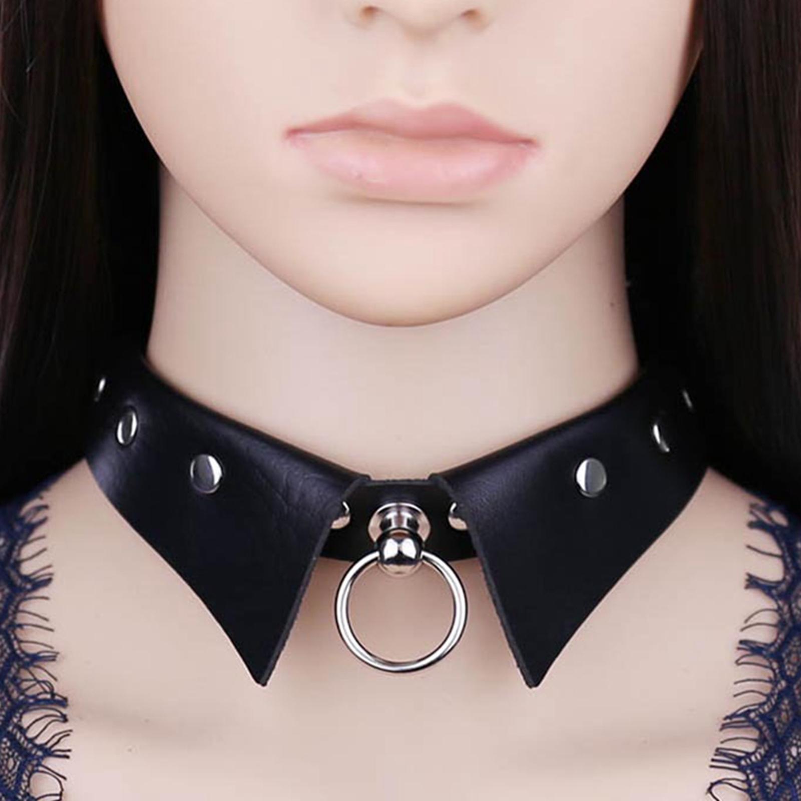 1PC Women Collar Choker Necklace Punk Goth PU Leather