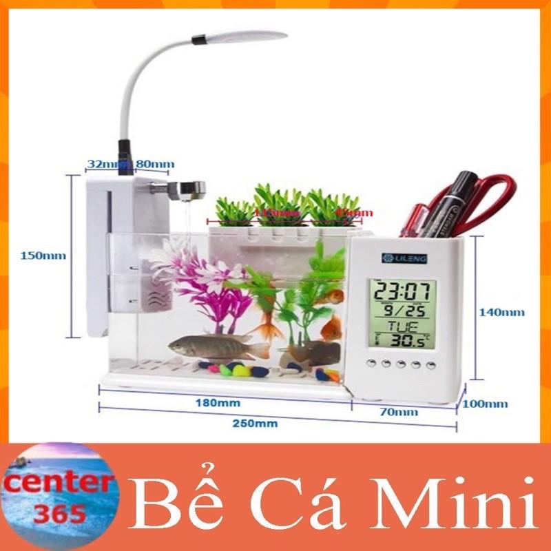 BỂ CÁ MINI KIÊM ĐỒNG HỒ ĐỂ BÀN SIÊU DỄ THƯƠNG JENECA TG-03