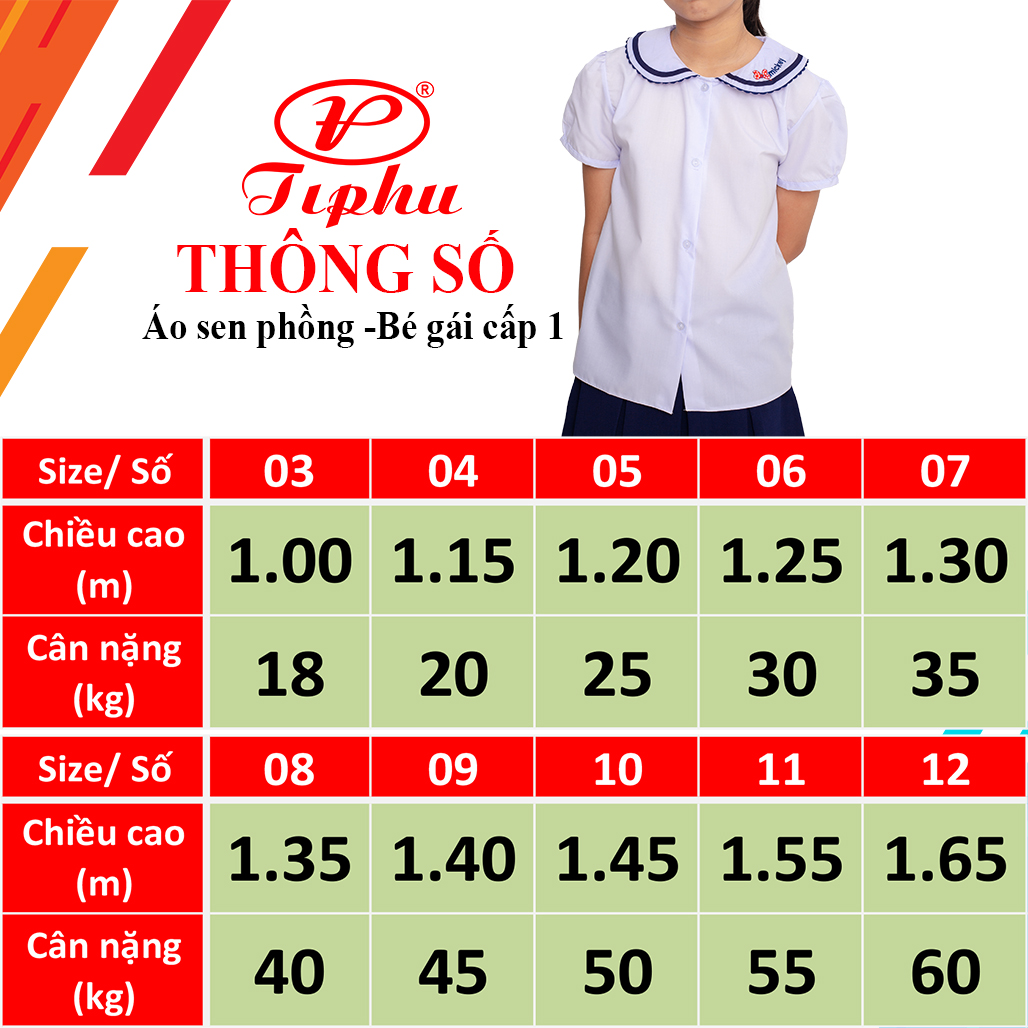 Áo trắng học sinh nữ tiểu học, cổ lá sen thêu nhiều mẫu rất xinh, tay bồng, vải KT silk mềm mượt mát