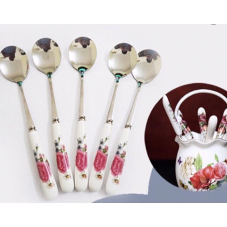 Set 5 thìa cán sứ BP