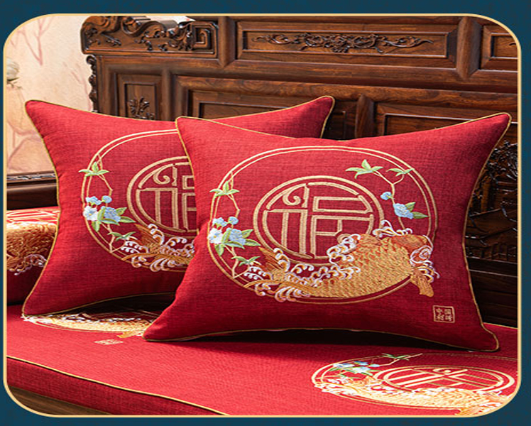 GỐI TỰA LƯNG SOFA,TỰA LƯNG VĂN PHÒNG PHONG CÁCH TÂN CỔ ĐIỂN CÁ CHÉP 45x45CM
