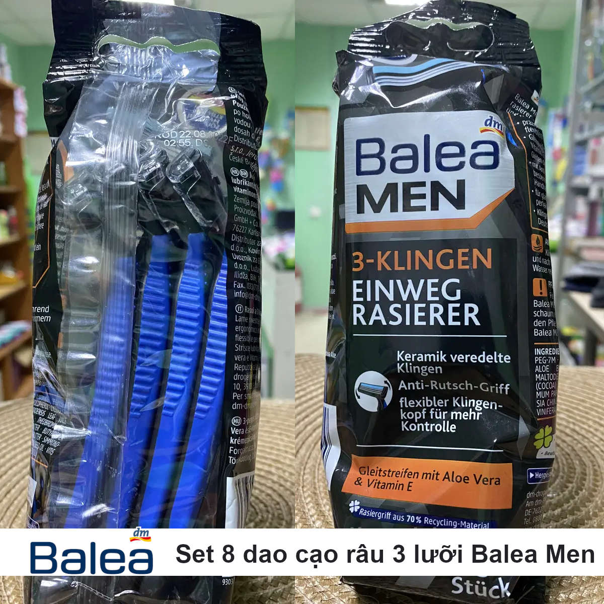 Set 8 dao cạo râu 3 lưỡi DM Ba Lea Men cho nam - Made in Đức