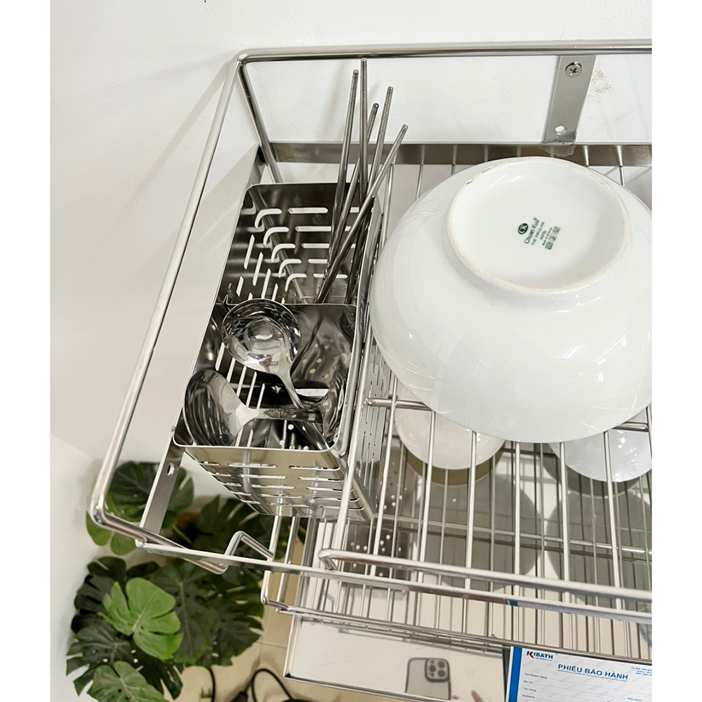 Kệ Chén 2 Tầng Có Khay Hứng Nước Inox 304 KB-825