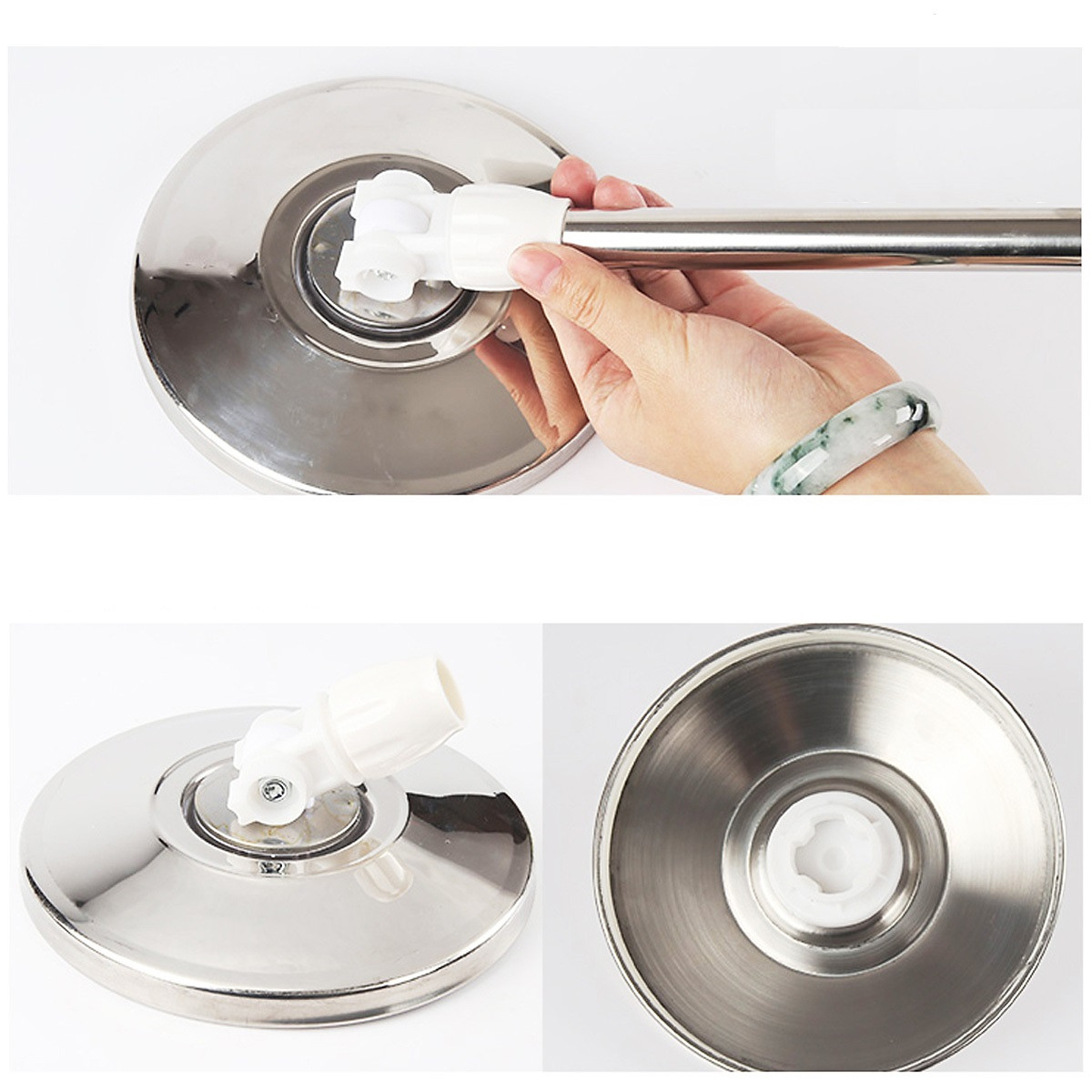 Cây lau nhà inox 360 độ Huy Tưởng G7 tặng kèm bông lau nhà ( màu ngẫu nhiên ) + Móc treo cây lau nhà cao cấp