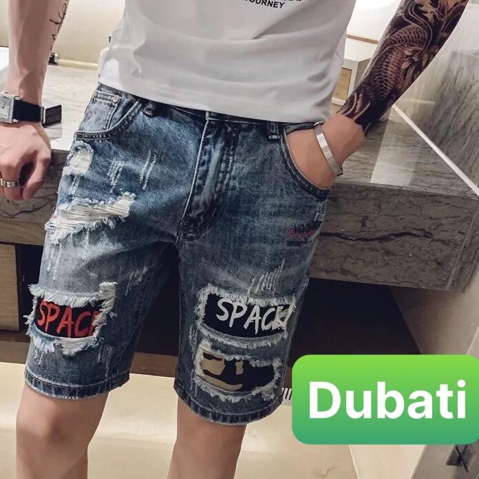 QUẦN SỌT SHORT LỬNG JEAN NAM CHẤT BÒ XANH THÊU KIỂU MỚI CAO CẤP- DB-190- DUBATI FASHION