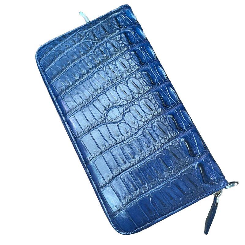 Ví Nữ Cầm Tay 1 Khóa Kéo Nam Nữ Đều dùng được chất liệu Da Cá Sấu Màu Xanh Navy Bền Bỉ Sang Trọng Size 22x12x2,5cm
