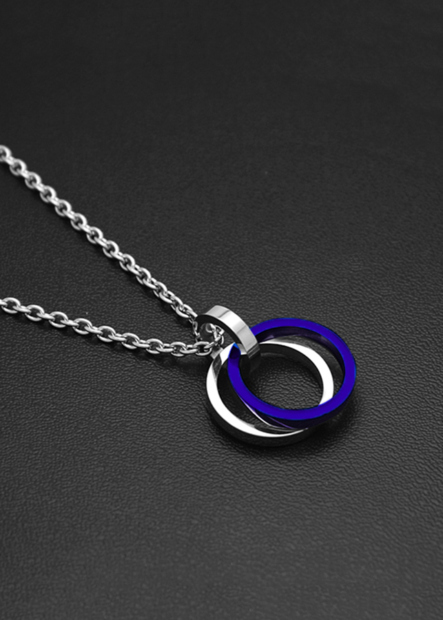 Mặt dây chuyền 3 vòng MDC346 (Màu bạc, xanh)