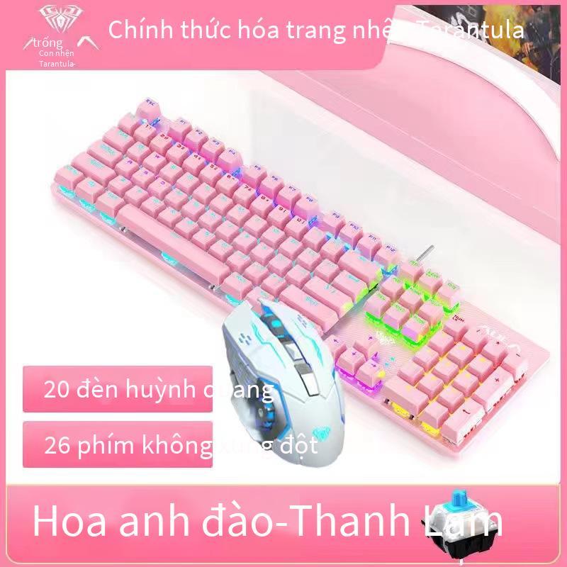 Phong Cách Mới Nhất Tarantula T400 Bộ Bàn Phím Cơ Và Chuột Bề Mặt Kim Loại Điện Trò Chơi Thi Đấu Ăn Thịt Gà Máy Tính Xách Tay Chuột Phím Có Dây