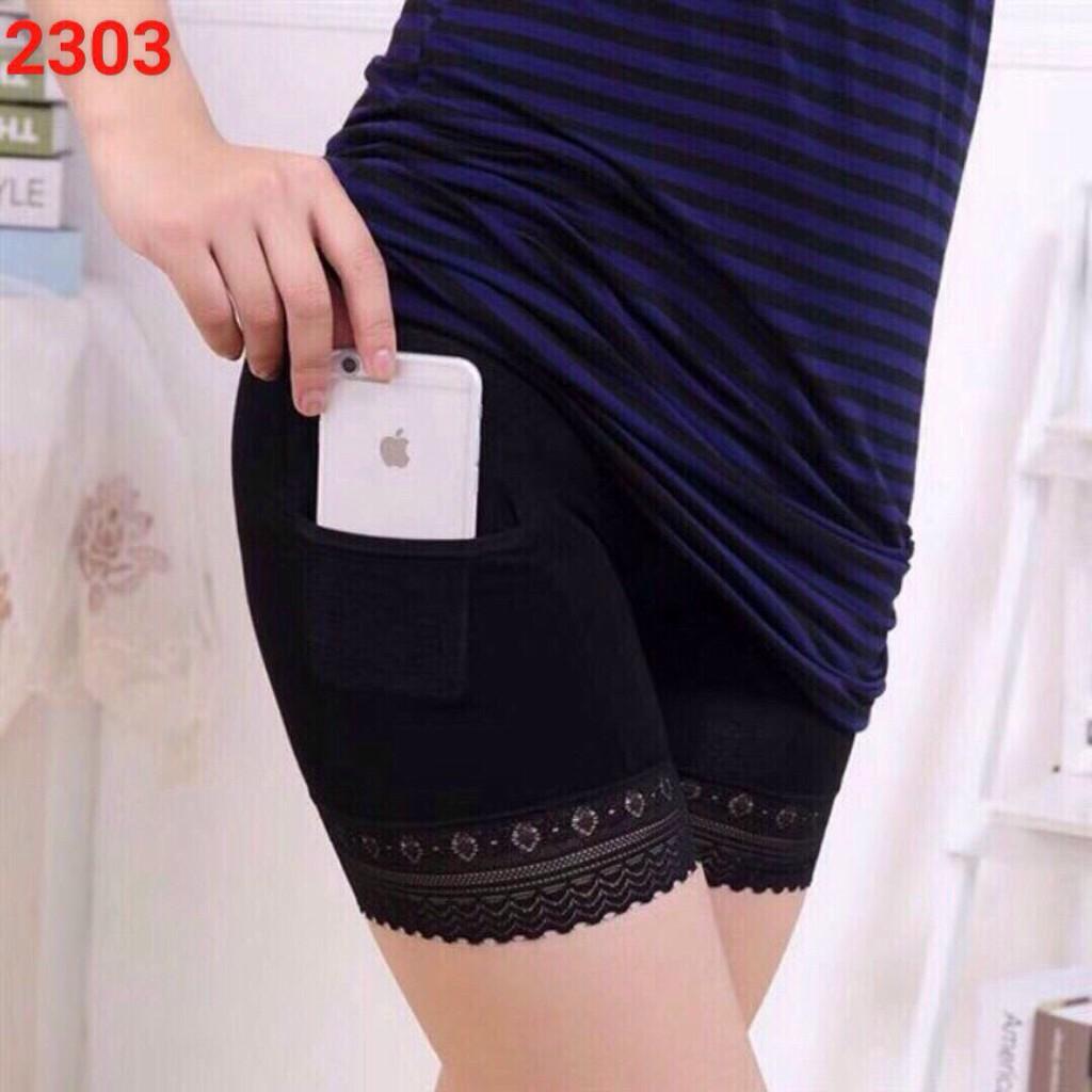 Quần đùi mặc trong váy cotton có túi
