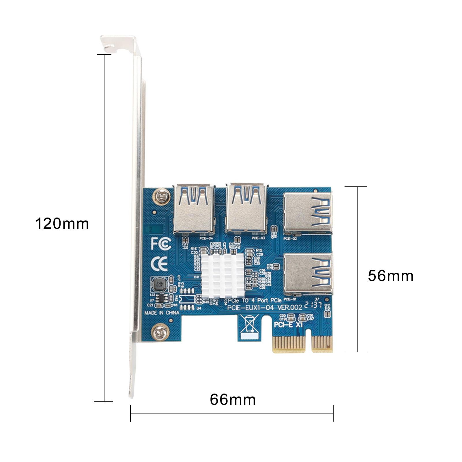 1 to 4 PCIE Splitter External USB 3.0 Adapter Port Converter PCI Expansion Card