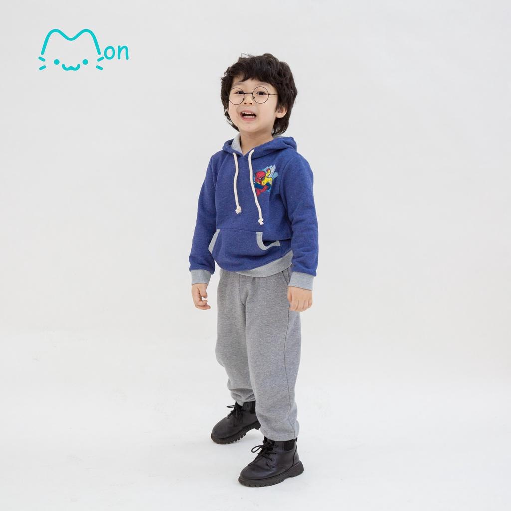 Bộ nỉ hoodie thu đông cho bé trai chất liệu nỉ chân cua cao cấp MonBabies BMNT22W011