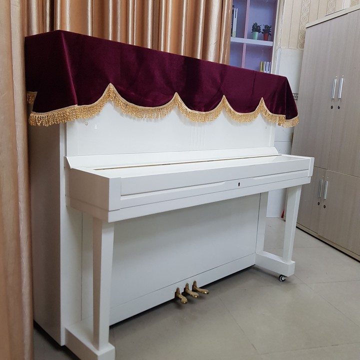 Khăn Phủ Đàn Piano nhung đỏ vải dày mềm mượt